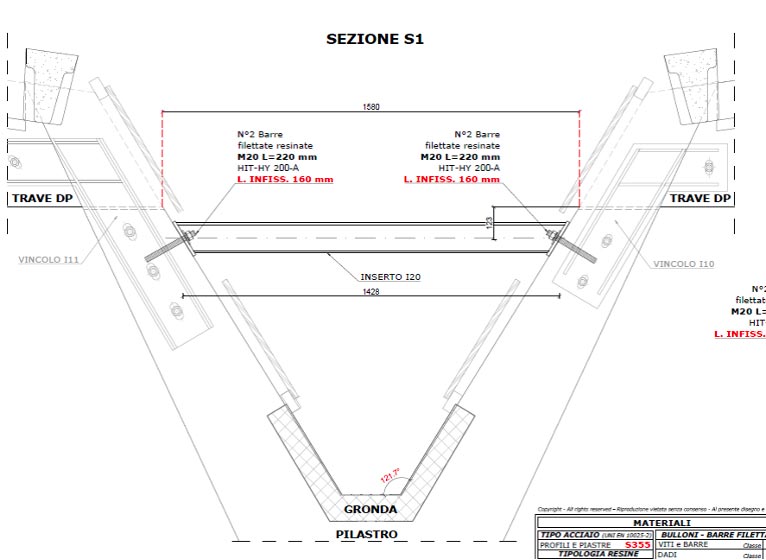 disegno tecnico di un pilastro a y tipico dei prefabbricati Zingone