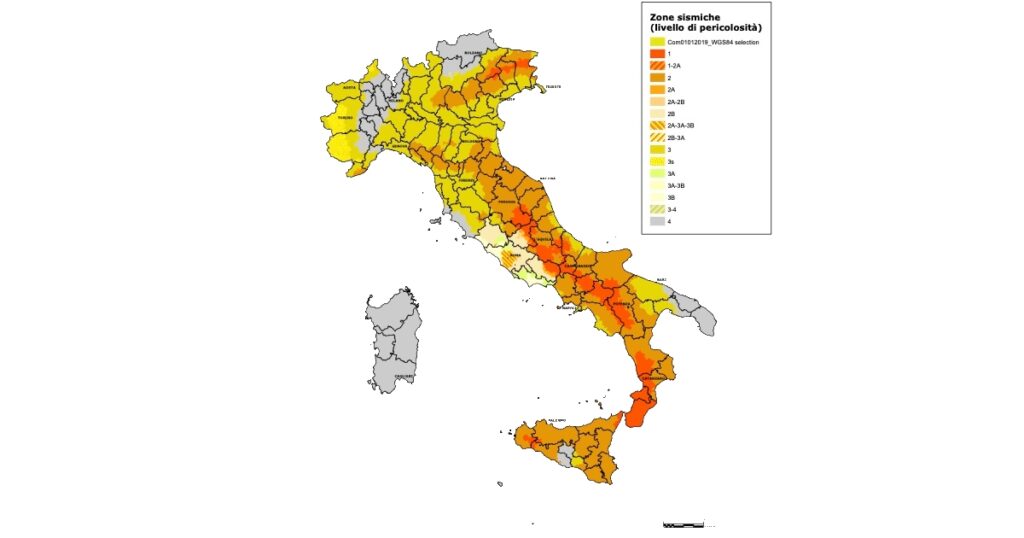 mappa classificazione sismica 2021