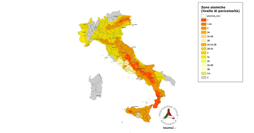 mappa delle zone sismiche italiane