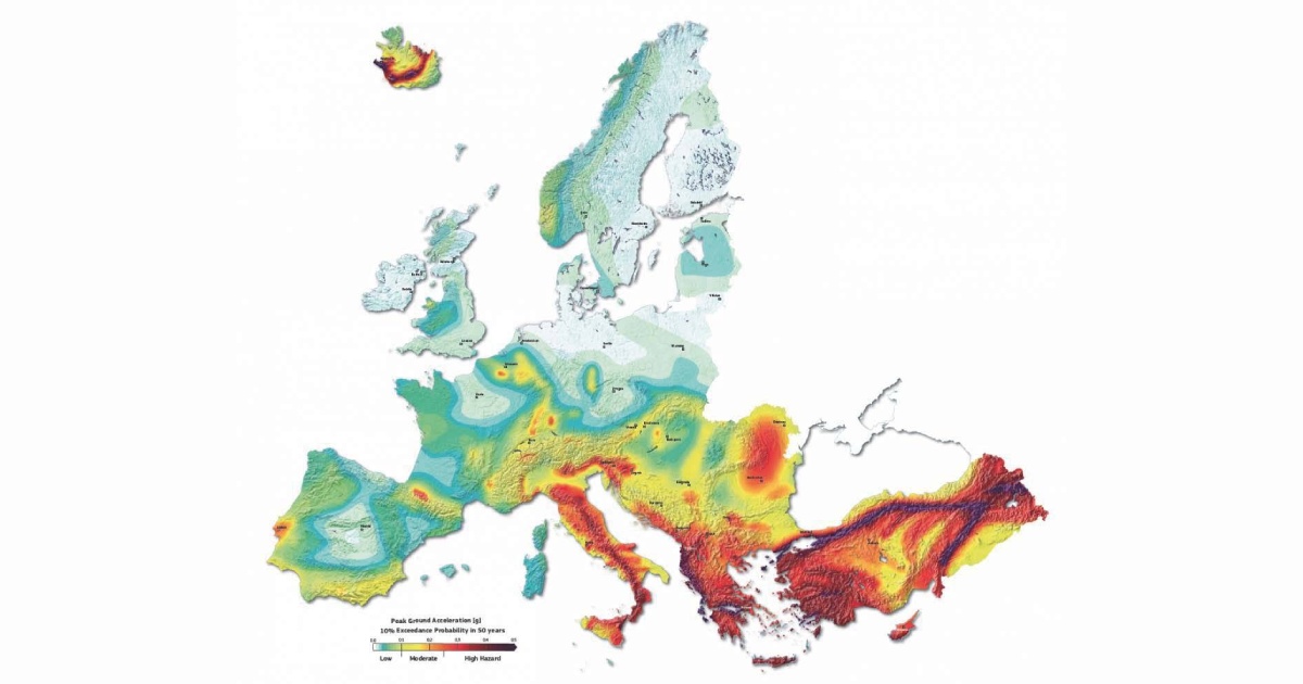 Cartina Risiko Mappatura del rischio sismico in Europa, i Paesi più esposti